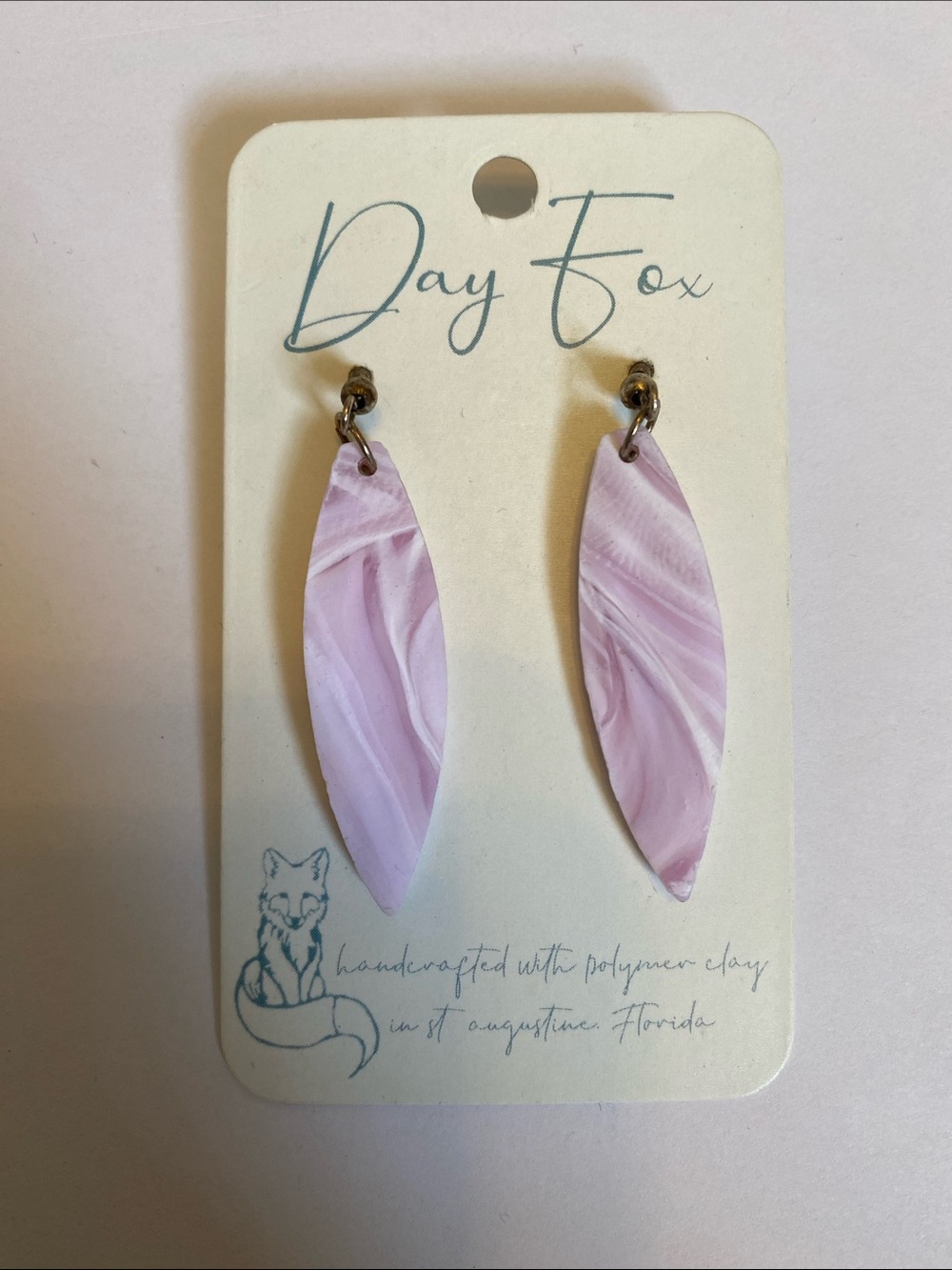 Lilac Marbled Polymer Clay Drop Earrings